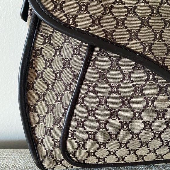 Celine Vintage Triomphe Monogram Canvas Shoulder Bag – Brown Logo Print - Picture 8 of 17